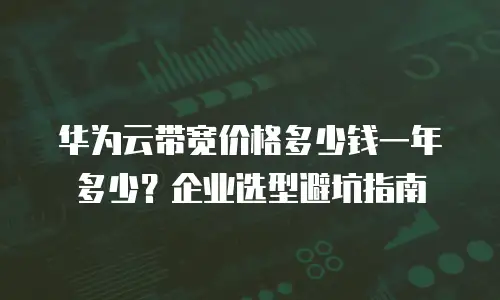 华为云带宽价格多少钱一年多少？企业选型避坑指南