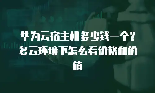 华为云宿主机多少钱一个？多云环境下怎么看价格和价值