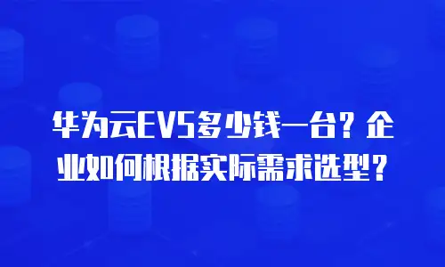华为云EVS多少钱一台？企业如何根据实际需求选型？