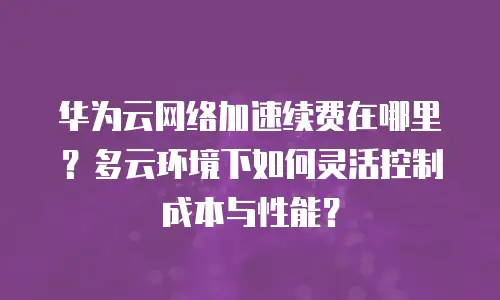 华为云网络加速续费在哪里？多云环境下如何灵活控制成本与性能？