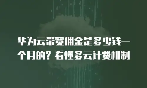 华为云带宽佣金是多少钱一个月的？看懂多云计费机制