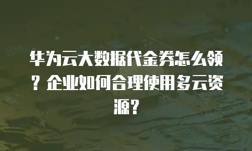 华为云大数据代金券怎么领？企业如何合理使用多云资源？