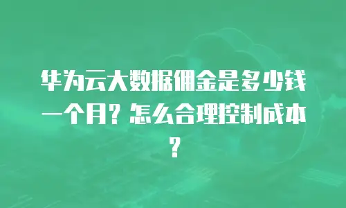 华为云大数据佣金是多少钱一个月？怎么合理控制成本？