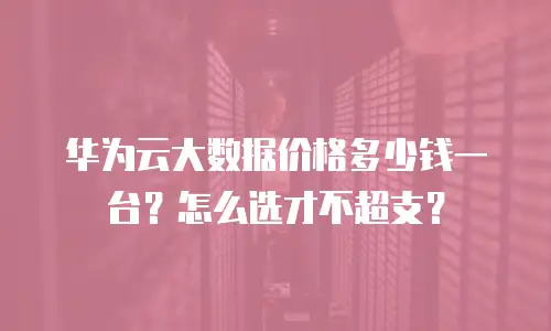 华为云大数据价格多少钱一台？怎么选才不超支？