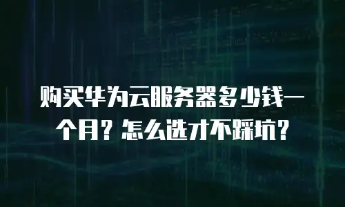 购买华为云服务器多少钱一个月？怎么选才不踩坑？
