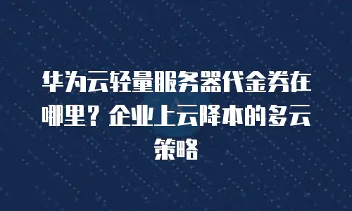 华为云轻量服务器代金券在哪里？企业上云降本的多云策略