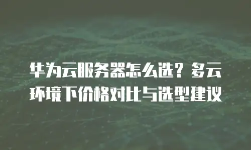 华为云服务器怎么选？多云环境下价格对比与选型建议