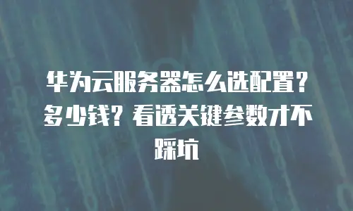 华为云服务器怎么选配置？多少钱？看透关键参数才不踩坑