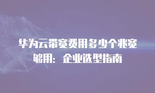 华为云带宽费用多少个兆宽够用：企业选型指南