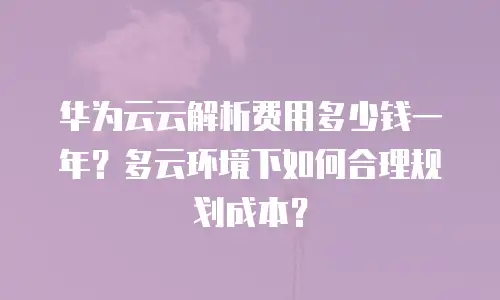 华为云云解析费用多少钱一年？多云环境下如何合理规划成本？