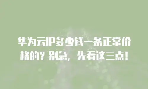 华为云IP多少钱一条正常价格的？别急，先看这三点！