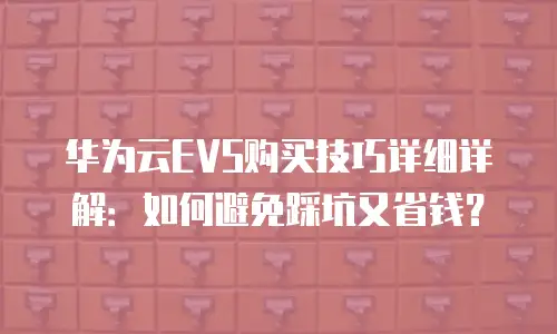 华为云EVS购买技巧详细详解：如何避免踩坑又省钱？