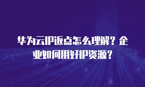 华为云IP返点怎么理解？企业如何用好IP资源？