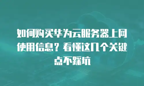 如何购买华为云服务器上网使用信息？看懂这几个关键点不踩坑