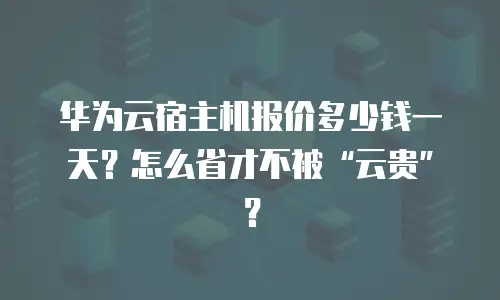 华为云宿主机报价多少钱一天？怎么省才不被&ldquo;云贵&rdquo;？