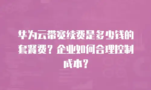 华为云带宽续费是多少钱的套餐费？企业如何合理控制成本？