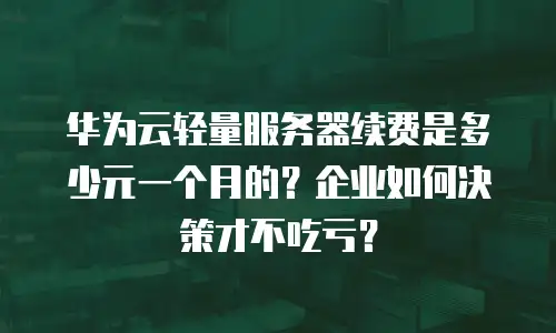 华为云轻量服务器续费是多少元一个月的？企业如何决策才不吃亏？