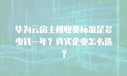 华为云宿主机收费标准是多少钱一年？真实企业怎么选？