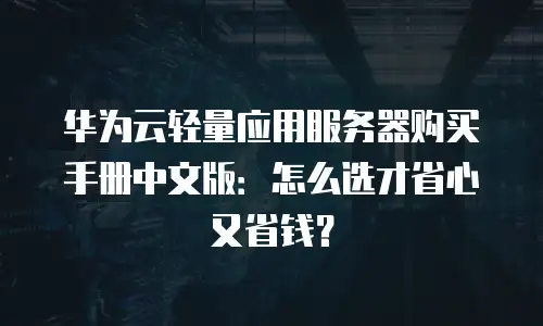 华为云轻量应用服务器购买手册中文版：怎么选才省心又省钱？