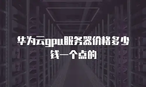 华为云gpu服务器价格多少钱一个点的