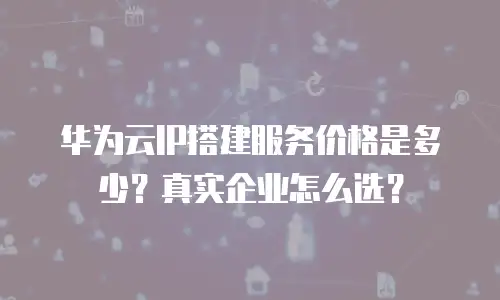 华为云IP搭建服务价格是多少？真实企业怎么选？