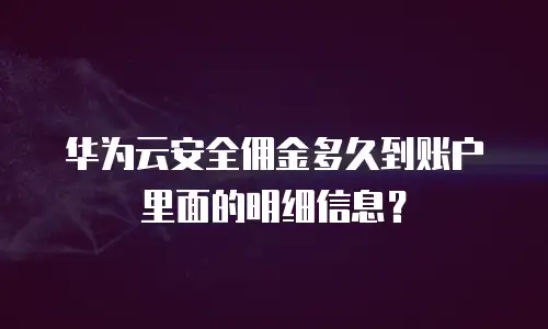 华为云安全佣金多久到账户里面的明细信息？
