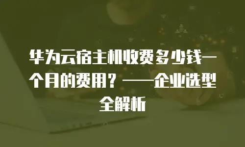 华为云宿主机收费多少钱一个月的费用？——企业选型全解析