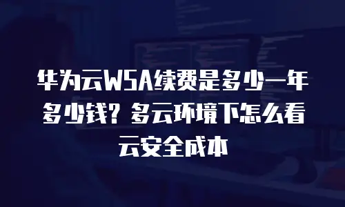 华为云WSA续费是多少一年多少钱？多云环境下怎么看云安全成本