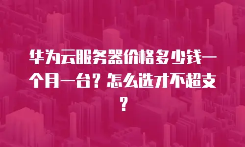 华为云服务器价格多少钱一个月一台？怎么选才不超支？