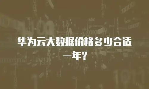 华为云大数据价格多少合适一年？