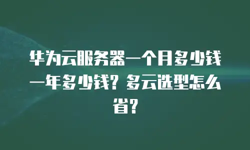 华为云服务器一个月多少钱一年多少钱？多云选型怎么省？