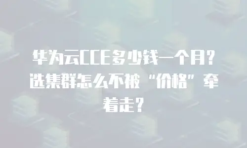 华为云CCE多少钱一个月？选集群怎么不被“价格”牵着走？