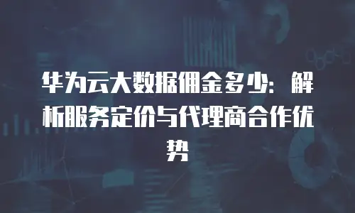 华为云大数据佣金多少：解析服务定价与代理商合作优势