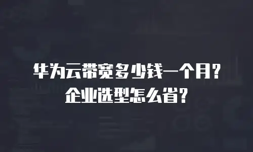 华为云带宽多少钱一个月？企业选型怎么省？
