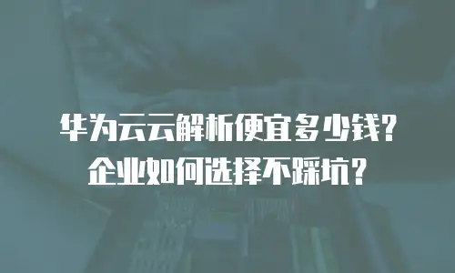 华为云云解析便宜多少钱？企业如何选择不踩坑？
