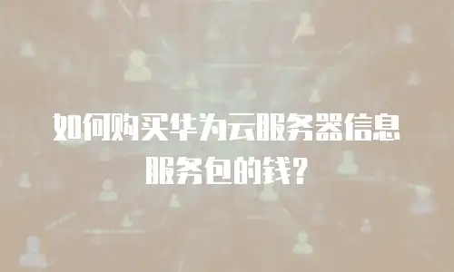 如何购买华为云服务器信息服务包的钱？