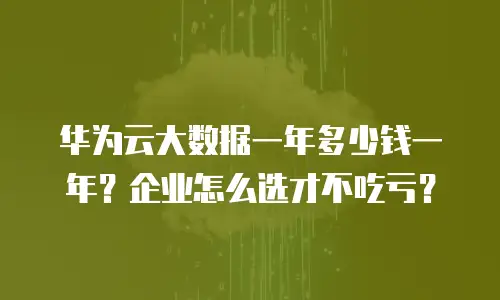 华为云大数据一年多少钱一年？企业怎么选才不吃亏？