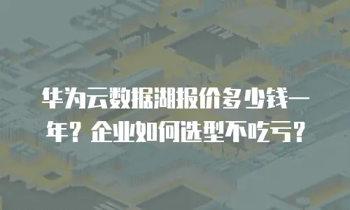 华为云数据湖报价多少钱一年？企业如何选型不吃亏？