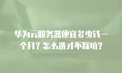 华为云服务器便宜多少钱一个月？怎么选才不踩坑？