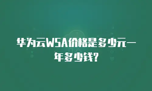 华为云WSA价格是多少元一年多少钱？