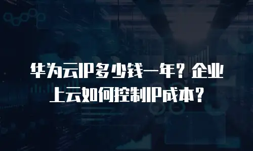 华为云IP多少钱一年？企业上云如何控制IP成本？