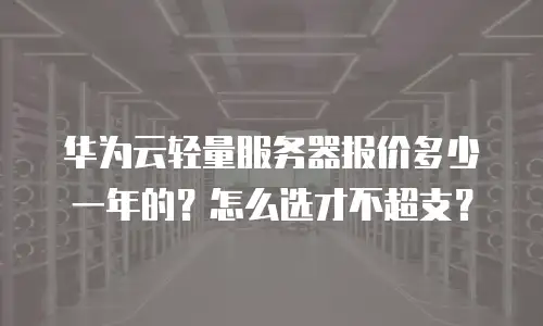 华为云轻量服务器报价多少一年的？怎么选才不超支？