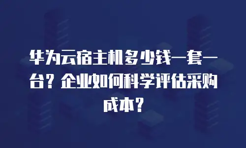 华为云宿主机多少钱一套一台？企业如何科学评估采购成本？