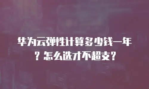 华为云弹性计算多少钱一年？怎么选才不超支？