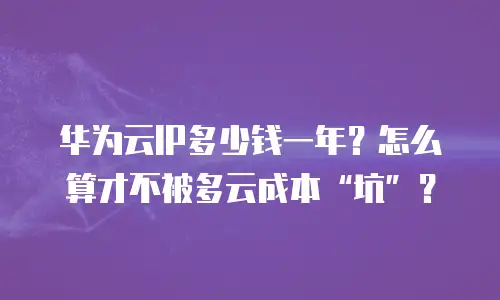 华为云IP多少钱一年？怎么算才不被多云成本“坑”？