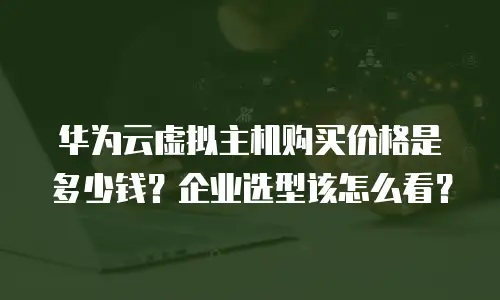 华为云虚拟主机购买价格是多少钱？企业选型该怎么看？