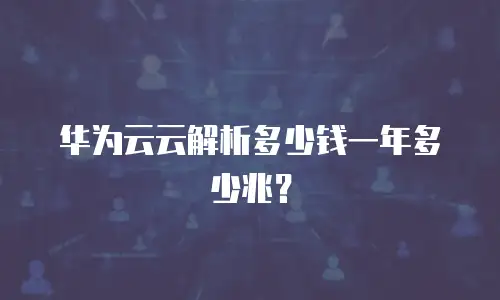 华为云云解析多少钱一年多少兆？