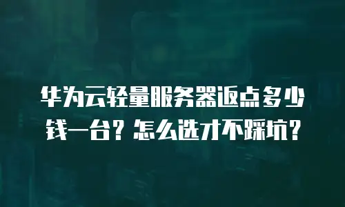 华为云轻量服务器返点多少钱一台？怎么选才不踩坑？