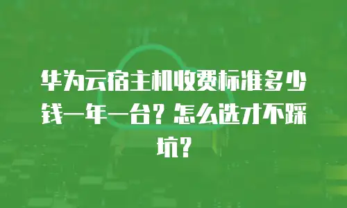 华为云宿主机收费标准多少钱一年一台？怎么选才不踩坑？