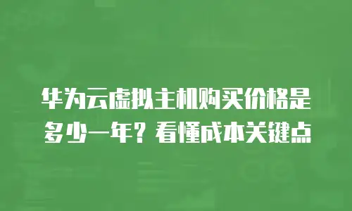 华为云虚拟主机购买价格是多少一年？看懂成本关键点